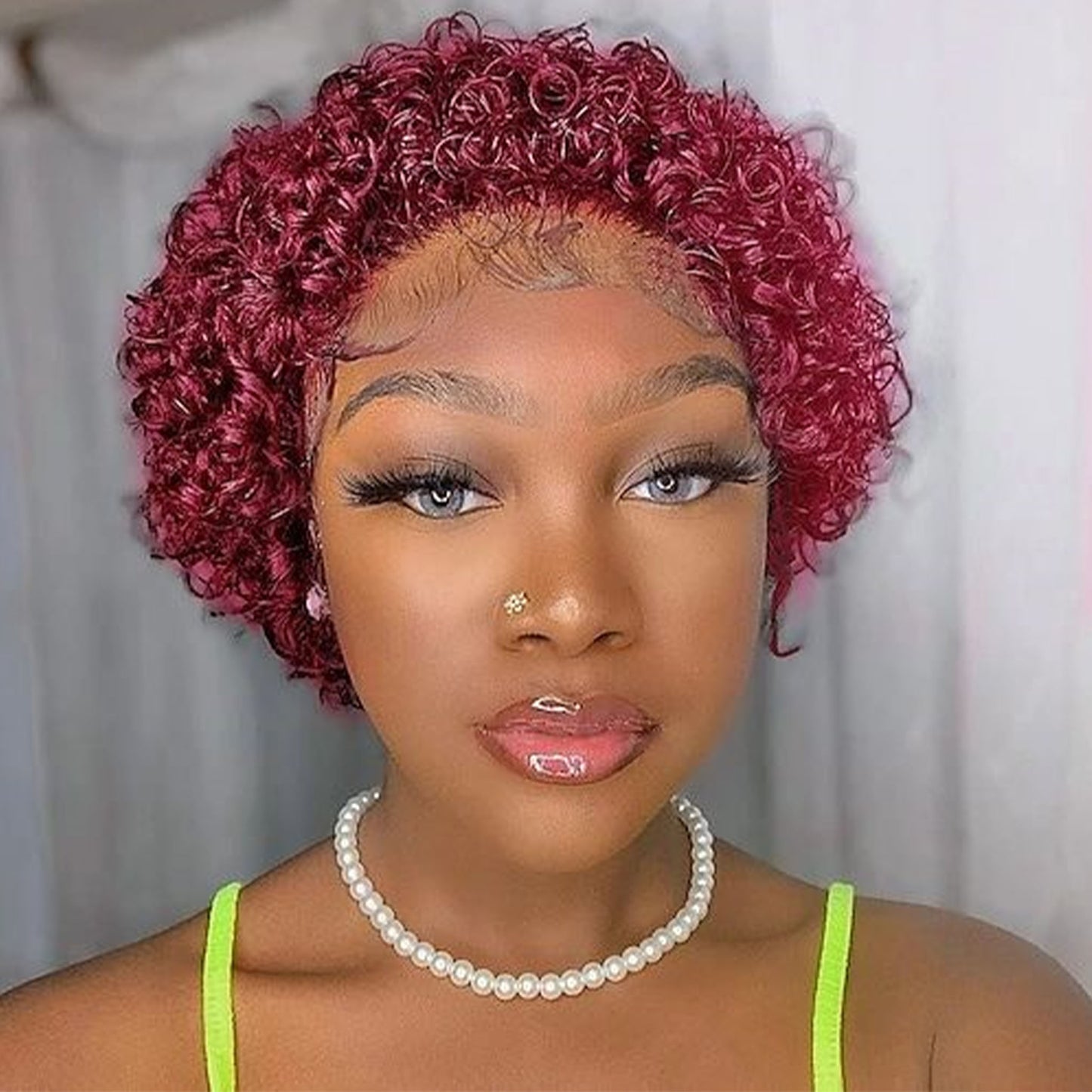 13x4 Pixie Wig 99J curly